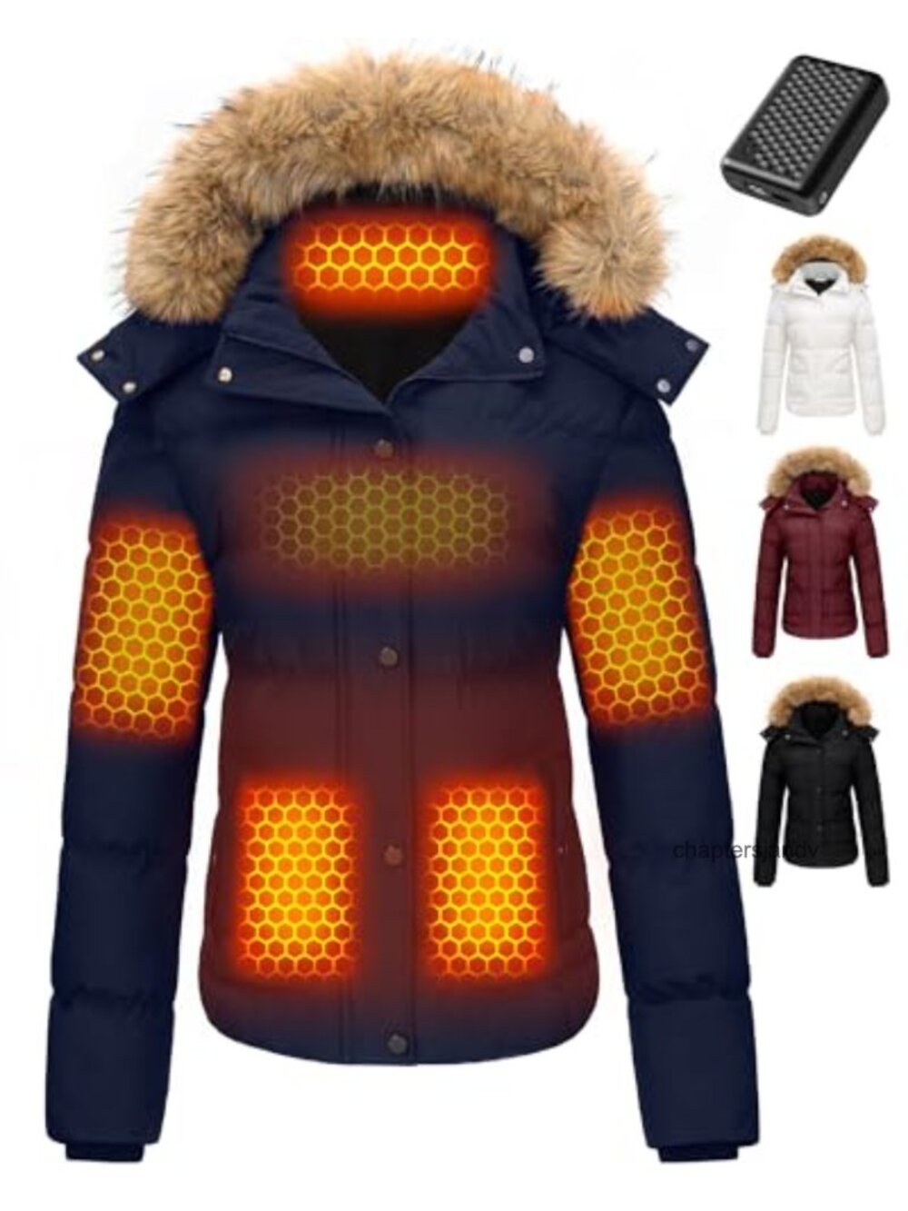 Graphene Heated Jacket 12V 18400mAh Water-Repellent Quilted Hooded Women